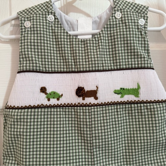 New Gingham Smocked Longalls - Picture 3 of 9